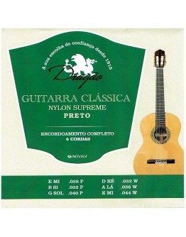Jogo Cordas Guitarra Clássica Nylon Preto Dragão