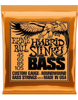 Jogo 4 Cordas Baixo Elétrico Ernie Ball 2833 Hybrid Slinky