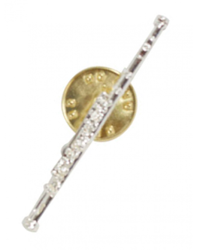 Pin Flauta Transversal Prateado 4cm