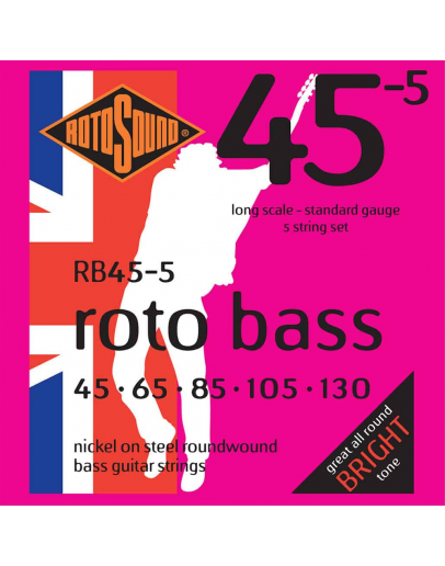 Jogo 5 Cordas Baixo Elétrico Rotosound RB45-5 45-130